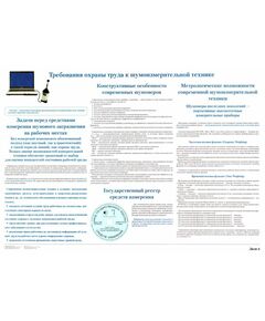 Плакат: Требования охраны труда к шумоизмерительной технике (лист 6). формат А1, ламинированный. - Вредные факторы рабочей среды на железнодорожном транспорте, Железнодорожный транспорт -  1