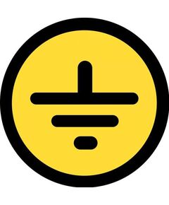 Заземлено круглый (самоклейка) 90*90 мм - Знаки по электробезопасности (Т), Знаки безопасности (самоклейка, пластик, металл) -  1