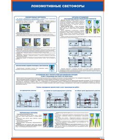 Плакат: Локомотивные светофоры (600 х 900 мм, ламинированный, с пластиковым профилем и стальным крючком) - ПТЭ и безопасность движения, (ЦРБ), Железнодорожный транспорт -  1