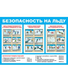 Плакат: Безопасность на льду (формат А1, ламинированный) - Первая помощь, Плакаты (различные типоразмеры) -  1