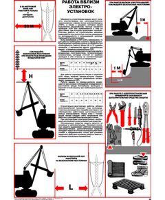 Плакат: Работа вблизи электроустановок, 1 штука, формат А2, ламинированный - Энергетика, Электробезопасность, Плакаты (различные типоразмеры) -  1
