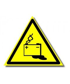 Осторожно. Аккумуляторные батареи (пластик) 200*200 мм - Предупреждающие знаки (W), Знаки безопасности (самоклейка, пластик, металл) -  1