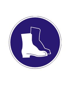Работать в защитной обуви (пластик) 200*200 мм - Предписывающие знаки (M), Знаки безопасности (самоклейка, пластик, металл) -  1