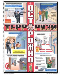 Комплект плакатов: Осторожно! Терроризм, 3 листа,  формат А2, ламинированные - Гражданская оборона и черезвычайные ситуации, Плакаты (различные типоразмеры) -  1