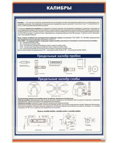 Плакат: Калибры (600 х 900 мм, ламинированный, с пластиковым профилем и стальным крючком) - Стандартизация и метрология, Железнодорожный транспорт -  1