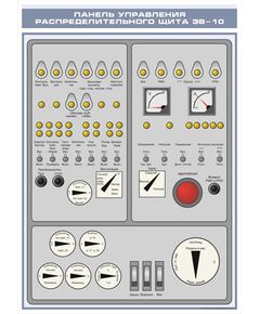 Плакат: Панель управления распределительного щита ЭВ-10 (600 х 900 мм, ламинированный, с пластиковым профилем и стальным крючком) - Хозяйство пассажирских перевозок, Железнодорожный транспорт -  1