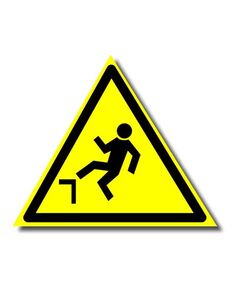 Осторожно. Возможность падения с высоты (самоклейка) 200*200 мм - Предупреждающие знаки (W), Знаки безопасности (самоклейка, пластик, металл) -  1