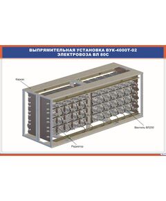 Выпрямительная установка ВУК-4000Т-02 электровоза ВЛ80с8 (900 х 600 мм, ламинированный, с пластиковым профилем и стальным крючком) - Электровозы переменного тока, Электрическое оборудование, Железнодорожный транспорт -  1