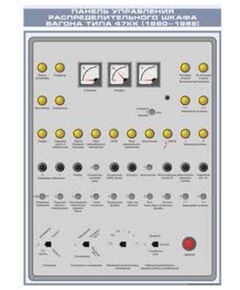 Панель управления распределительного шкафа вагона типа 47КК (1980-1986) (600 х 900 мм, ламинированный, с пластиковым профилем и стальным крючком) - Хозяйство пассажирских перевозок, Железнодорожный транспорт -  1