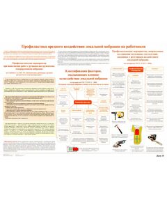 Плакат: Профилактика вредного воздействия - локальной вибрации на работников (лист 18). формат А1, ламинированный. - Вредные факторы рабочей среды на железнодорожном транспорте, Железнодорожный транспорт -  1