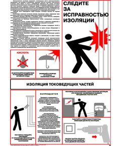 Плакат: Изоляция токоведущих частей, 1 штука, формат А2, ламинированный - Энергетика, Электробезопасность, Плакаты (различные типоразмеры) -  1
