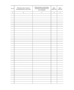 Журнал учета работников, прибывших в организацию, в которую они командированы. Утвержден Приказом Минздравсоцразвития РФ от 11 сентября 2009 года №739н (прошитый, 100 страниц) - Кадровая служба, Журналы (Твердая, мягкая обложка, прошитые) -  1