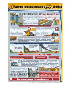 Плакат: Правила противопожарного режима 1 штука, формат А2, ламинированный - Пожарная безопасность, Плакаты (различные типоразмеры) -  1