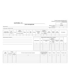 Карточка учета материалов. Типовая межотраслевая форма № М-17. Утверждена Постановлением Госкомстата России от 30.10.97 N 71а - Бухгалтерские бланки, формы, Бланочная продукция (Путевые листы, личные карточки и т.д.) -  1