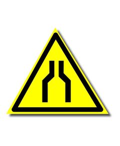 Осторожно. Сужение проезда (прохода) (пластик) 200*200 мм - Предупреждающие знаки (W), Знаки безопасности (самоклейка, пластик, металл) -  1