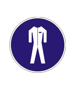 Работать в защитной одежде (пластик) 200*200 мм - Предписывающие знаки (M), Знаки безопасности (самоклейка, пластик, металл) -  1