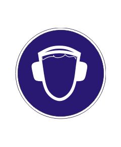 Работать в защитных наушниках (металл) 200*200 мм - Предписывающие знаки (M), Знаки безопасности (самоклейка, пластик, металл) -  1