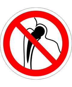 Запрещается работа (присутствие) людей, имеющих металлические имплантанты (самоклейка) 200*200 мм - Запрещающие знаки (Р), Знаки безопасности (самоклейка, пластик, металл) -  1