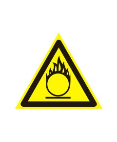 Пожароопасно. Окислитель (пластик) 200*200 мм - Предупреждающие знаки (W), Знаки безопасности (самоклейка, пластик, металл) -  1