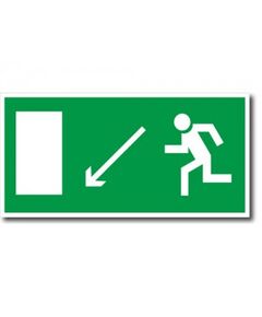 Направление к эвакуационному выходу налево вниз (самоклейка) 150*300 мм - Эвакуационные знаки, (E), Знаки безопасности (самоклейка, пластик, металл) -  1