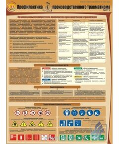 Комплект плакатов: Профилактика производственного травматизма, 3 штуки, формат А2, ламинированные - Охрана труда, Безопасность работ, Плакаты (различные типоразмеры) -  1