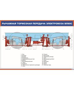 Рычажная тормозная передача электровоза ВЛ-80с (900 х 600 мм, ламинированный, с пластиковым профилем и стальным крючком) - Электровозы переменного тока, Механическое оборудование, Железнодорожный транспорт -  1