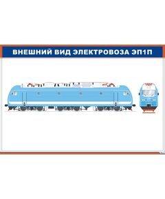 Внешний вид электровоза ЭП1П (900 х 600 мм, ламинированный, с пластиковым профилем и стальным крючком) - Электровозы переменного тока, Механическое оборудование, Железнодорожный транспорт -  1