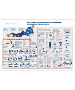 Плакат: Оказание доврачебной медицинской помощи пострадавшим, 2 листа. формат А4, ламинированные - Первая помощь, Плакаты (различные типоразмеры) -  1