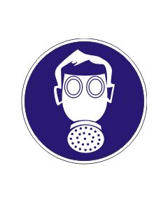 Работать в средствах индивидуальной защиты органов дыхания (самоклейка) 200*200 мм - Предписывающие знаки (M), Знаки безопасности (самоклейка, пластик, металл) -  1