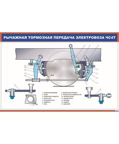 Рычажная тормозная передача электровоза ЧС-4Т (900 х 600 мм, ламинированный, с пластиковым профилем и стальным крючком) - Электровозы переменного тока, Механическое оборудование, Железнодорожный транспорт -  1