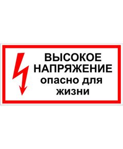 Высокое напряжение. Опасно для жизни! (пластик) 200*400 мм  ГОСТ 12.4.026-2015 - Знаки по электробезопасности (Т), Знаки безопасности (самоклейка, пластик, металл) -  1