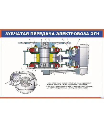 Зубчатая передача электровоза ЭП1 (900 х 600 мм, ламинированый, с пластиковым профилем и стальным крючком)