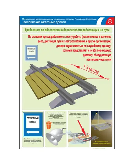 Комплект плакатов: Безопасность работающих на железнодорожном пути, 20 штук, формат А3, размер 297 x 420, ламинированные