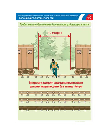 Комплект плакатов: Безопасность работающих на железнодорожном пути, 20 штук, формат А3, размер 297 x 420, ламинированные