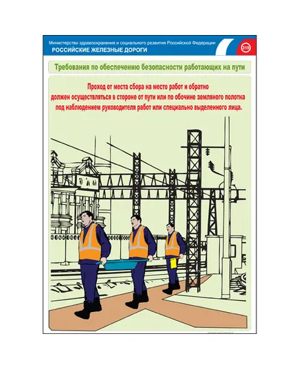 Комплект плакатов: Безопасность работающих на железнодорожном пути, 20 штук, формат А3, размер 297 x 420, ламинированные