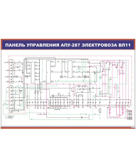 Панель управления АПУ-287 электровоза ВЛ11 (900 х 600 мм, ламинированный, с пластиковым профилем и стальным крючком)