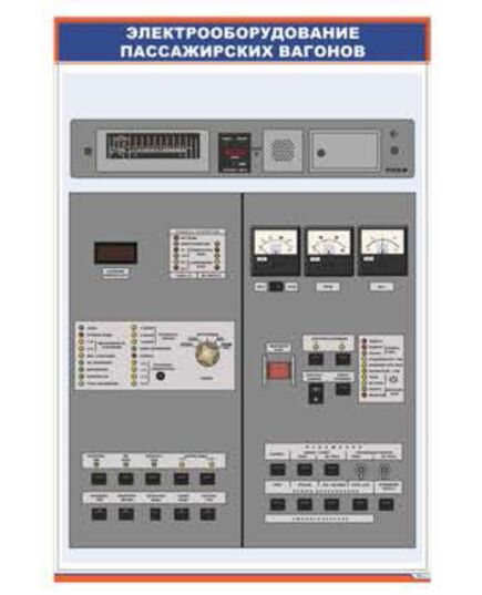 Плакат: Панель управления распределительного шкафа вагона 47КК постройки с 1986 г. (600 х 900 мм, ламинированный, с пластиковым профилем и стальным крючком)