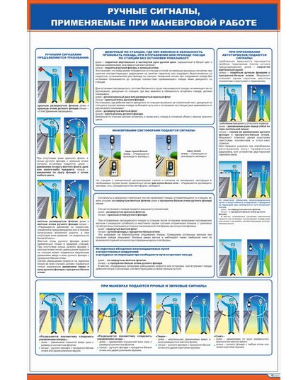Плакат: Ручные сигналы (600 х 900 мм, ламинированный, с пластиковым профилем и стальным крючком)