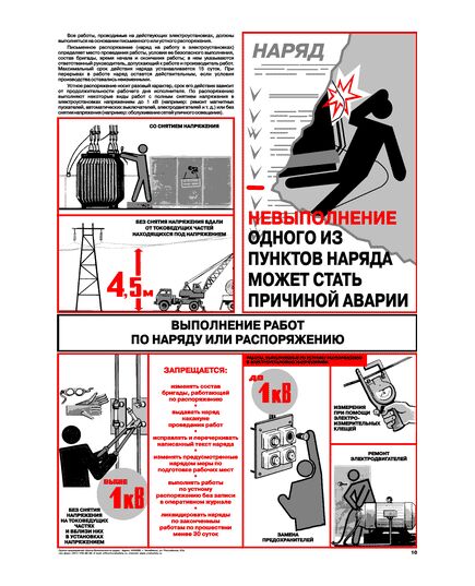 Плакат: Выполнение работ по наряду или распоряжению, 1 штука, формат А2, ламинированный