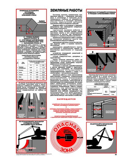 Плакат: Земляные работы, 1 штука, формат А2, ламинированный