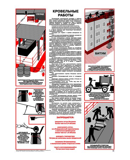 Плакат: Кровельные работы, 1 штука, формат А2, ламинированный