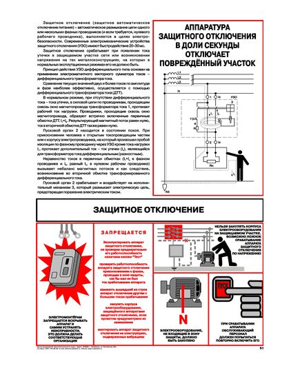 Плакат: Защитное отключение, 1 штука, формат А2, ламинированный