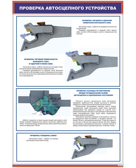 Проверка автосцепного устройства (600 х 900 мм, ламинированный, с пластиковым профилем и стальным крючком)