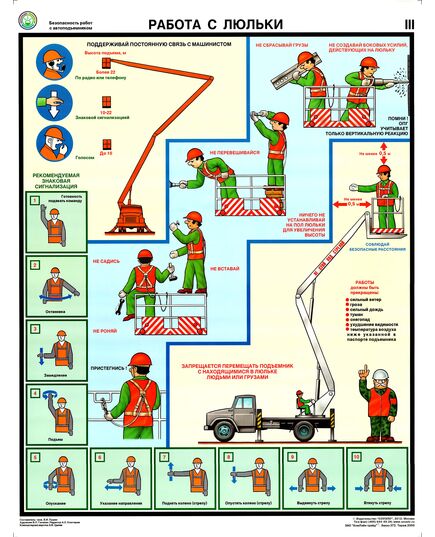 Комплект плакатов: Безопасность работ с автоподъемниками 3 листа, ламинированные, формат А3