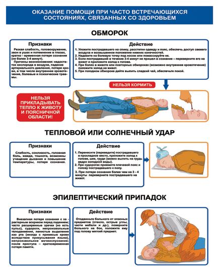 Плакат: Оказание помощи при часто встречающихся состояниях, связанных со здоровьем  (600 х 900 мм, ламинированный, с пластиковым профилем и стальным крючком)