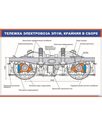 Тележка электровоза ЭП1М, крайняя в сборе (900 х 600 мм, ламинированный, с пластиковым профилем и стальным крючком)