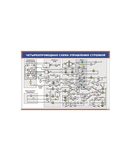 Четырехпроводная схема управления стрелкой (900 х 600 мм, ламинированный, с пластиковым профилем и стальным крючком)