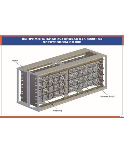 Выпрямительная установка ВУК-4000Т-02 электровоза ВЛ80с8 (900 х 600 мм, ламинированный, с пластиковым профилем и стальным крючком)