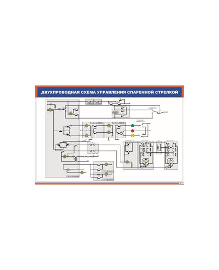 Двухпроводная схема управления спаренной стрелкой (900 х 600 мм, ламинированный, с пластиковым профилем и стальным крючком)