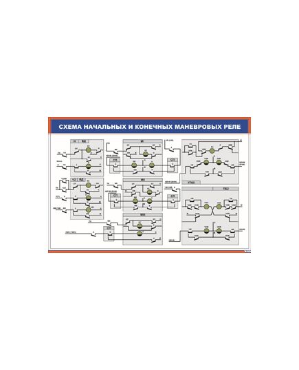 Схема начальных и конечных маневровых реле (900 х 600 мм, ламинированный, с пластиковым профилем и стальным крючком)